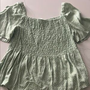 Green Polka Dot Women's Top